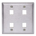 Hubbell SSF204 Wall Plate, SS, 2-Gang, 4-Port