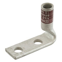 Hubbell HGBL06DN1 Double Hole Compression Lug, 1/4" ID Spaced 5/8", 90-Degree Bend, 6 AWG, 1-Pack