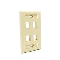 Dynacom 10600-P4W-IV Wall Plate, Flush Port ID WP Single-Gang 4-Port Ivory