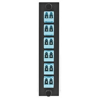 Hubbell FSPNLCDS6AQ Fiber Optic Patch Panel, Fiber, Adapter Panel, 12P, 6-LC DupLX, Zirc, Aqua