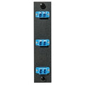 Hubbell FSPNLCDS3B 6-Fiber Optical Panel Adapter, Zircon Sleeves, Blue