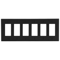 Hubbell P266BK 6-Gang Decora Wall Plate, Black