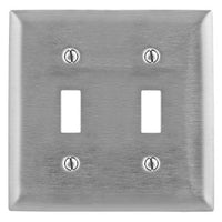 Hubbell SS2C Wallplate 2-Gang 347V Switch, Stainless Steel