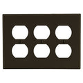 Hubbell P83 Wallplate 3-Gang Duplex, Brass