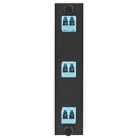 Hubbell FSPNLCDS3AQ 6-Fiber Optic Panel Adapter, Zircon Sleeves, Blue