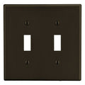 Hubbell PJ2 Wallplate, Mid-Size, 2-Gang, 2) Toggle, Brown