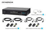 ATEN CS1144DP4CUN 4-Port Dual Display Universal PP4.0 Secure KVM (includes all cables)