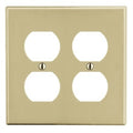 Hubbell P82I Wall Plate for Two Duplex Outlets, Two-Gang Setup, Ivory
