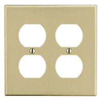 Hubbell P82I Wall Plate for Two Duplex Outlets, Two-Gang Setup, Ivory