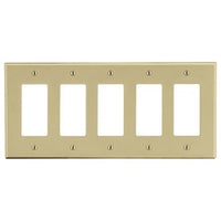 Hubbell P265I 5-Gang Five Decorator Wall Plate, Ivory