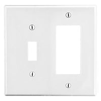 Hubbell PJ126W Wall Plate, Two Gang, One Toggle and One Decorator Configuration, White