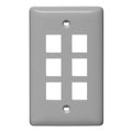 Hubbell NSP16GY Wall Plate, Label-Less 1-Gang 6-Port, Gray