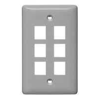 Hubbell NSP16GY Wall Plate, Label-Less 1-Gang 6-Port, Gray