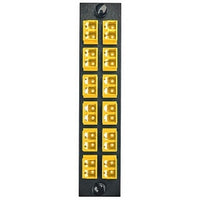 Hubbell FSPLCDM12Y Fiber Optic Patch Panel, Supports 24 Ports and 12 LC Duplex Connections, Push-Buzz Yellow Indicator