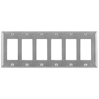 Hubbell SS266 6-Gang GFCI Wall Plate, Stainless Steel