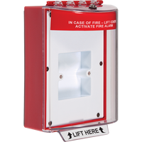 STI STI-13810FR Universal Stopper without Horn Enclosed Back Box and European Sealed Mounting Plate, Fire, Red