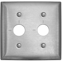 Hubbell SS22RKLM Wallplate, 2-Gang, Eng Mark, Stainless Steel