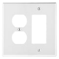 Hubbell PJ826W 2-Gang Wall Plate, 1 Duplex and 1 Decorator Configuration, White