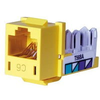 Hubbell HXJ6Y XCELERATOR CAT6 Jack, up to 5GBASE-T, 802.3bt PoE, Yellow