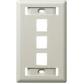 Hubbell IFP13OW Single-Gang Keystone Wall Plate, 3-Port, Light Almond/Office White