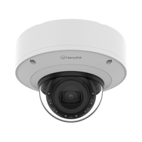 Hanwha XNV-9083R Series 8MP Outdoor IR Vandal Dome IP Camera, 4.4-9.3mm Motorized Varifocal Lens, White