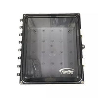 AccelTex ATS-00219 14x12x6 Polycarbonate Enclosure with Clear Door, Latch Lock & No Holes- Light Grey