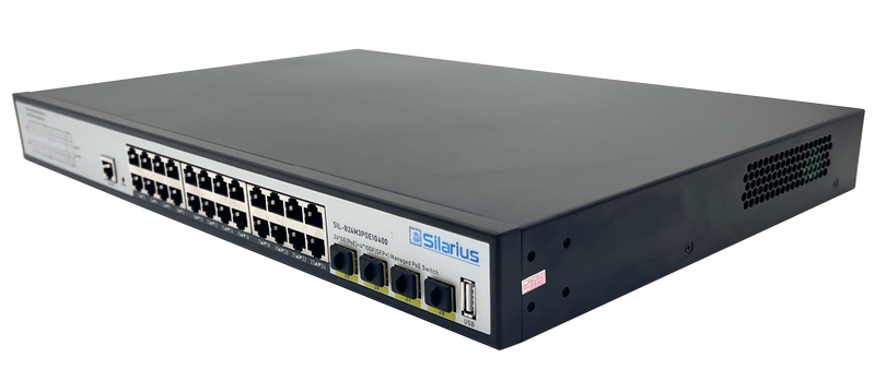 24-Port Gigabit Ethernet PoE+ Switch with Four 10G SFP+ Uplinks