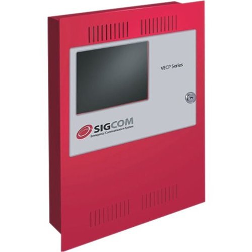 SigCom VECP-50 Voice Evacuation System, Industrial Paging Control Panel, 50W, 4 Speaker Circuits with Digital Message, Microphone and Power Supply
