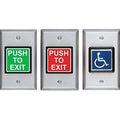 SDC 423U 420 Series Illuminated Push To Exit Button Switch, Electronic Timer, Adjustable (1-60 seconds), DPDT, Green/Red Button, Dull Stainless