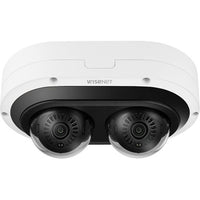 Hanwha PNM-C7083RVD Wisenet 2 x 2MP AI IR Outdoor Vandal Dome IP Camera, 2-Channels, 3-6mm Motorized Varifocal Lens, White
