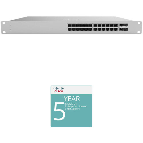 Cisco MS120-24 Access Switch with 5-Year Enterprise License and Support