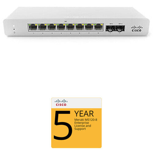 Cisco MS120-8 Access Switch with 5-Year Enterprise License and Support