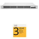 Cisco MS225-48FP Access Switch with 3-Year Enterprise License and Support