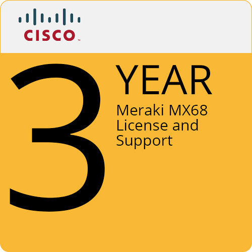 Cisco Meraki MX68 Router/Security Appliance with 3-Year Advanced Security License and Support