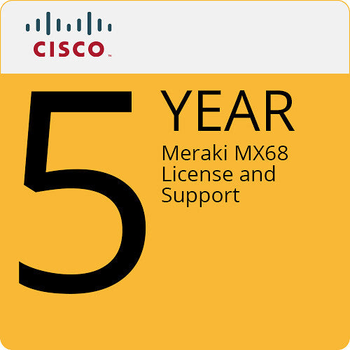 Cisco Meraki MX68 Router/Security Appliance with 5-Year Advanced Security License and Support