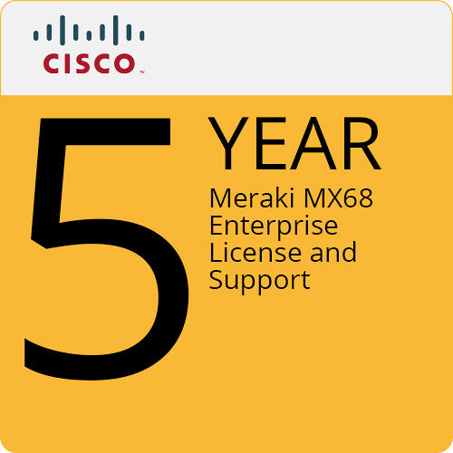 Cisco Meraki MX68 Router/Security Appliance with 5-Year Enterprise License and Support