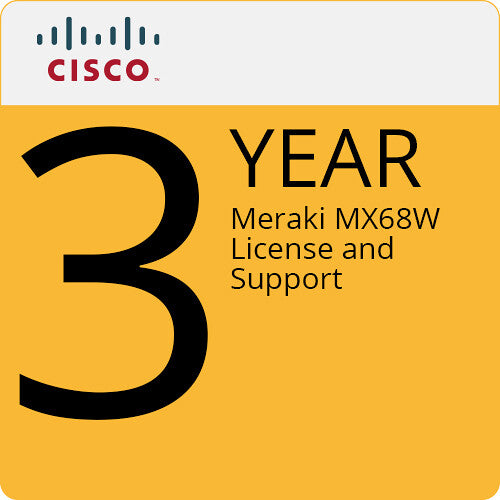 Cisco Meraki MX68W Router/Security Appliance with 3-Year Advanced Security License and Support