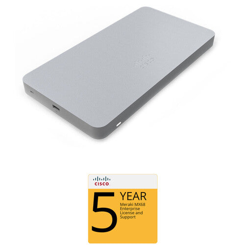 Cisco Meraki MX68 Router/Security Appliance with 5-Year Enterprise License and Support