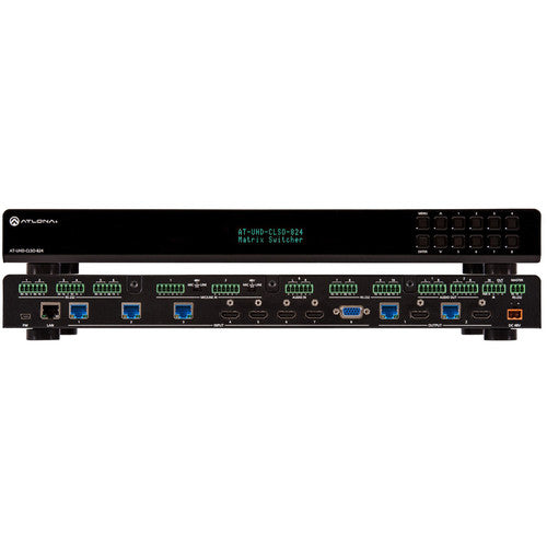 Atlona® AT-UHD-CLSO-824 4K/UHD 8x2 Multi-Format Matrix Switch with Dual HDBaseT and HDMI Out