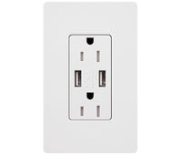 Lutron SCR-15-UBTR-SW 15 Amp USB Receptacle - (Snow | Satin)