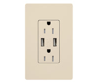 Lutron CAR-15-UBTR-LA 15 Amp USB Receptacle - (Light Almond | Gloss)