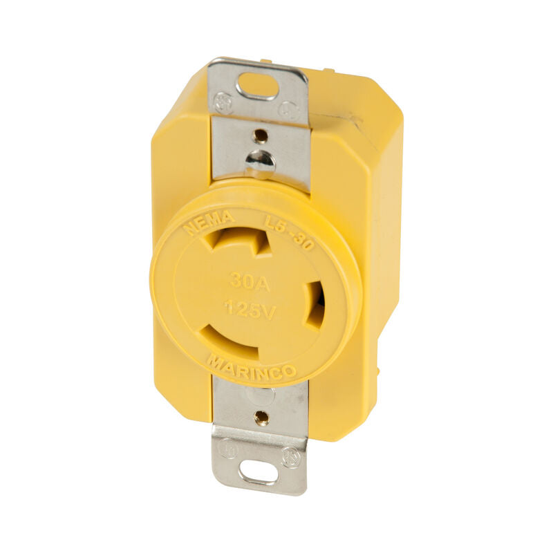 MARINCO 319954 Locking Receptacle, 30A 125V, Yellow