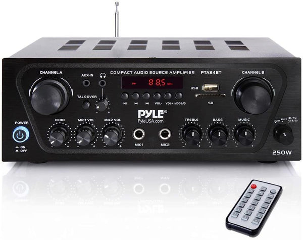 Pyle PTA24BT 250-Watt Compact Bluetooth® Audio Stereo Receiver with FM Radio