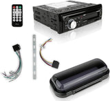 Pyle PLCDBT75MRB Marine Single-DIN In-Dash CD AM/FM Receiver with Two 6.5" Speakers, Splashproof Radio Cover & Bluetooth® (Black)