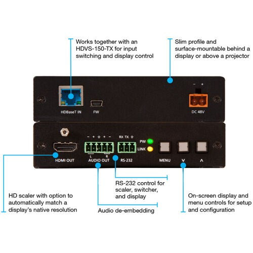 Atlona® AT-HDVS-150-KIT HDBaseT TX/RX with Three-Input Switcher and HD Scaler Kit