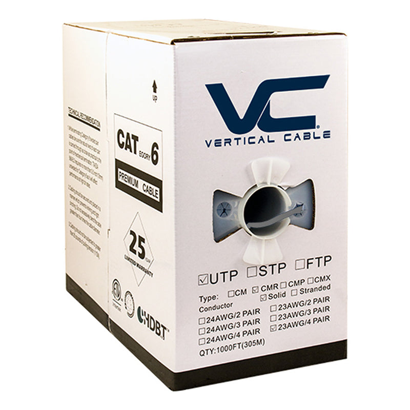 Vertical Cable® 060-490/GY Cat6 550MHz 8 Conductor Cable (1000ft Box | Gray)