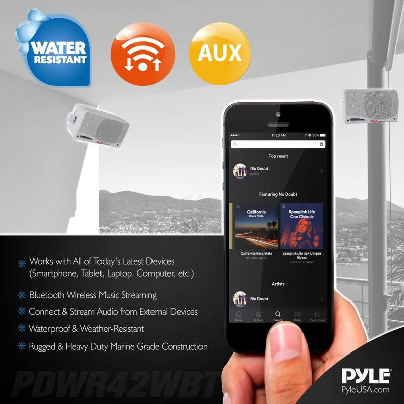 Pyle PDWR42WBT 3.5" 200W 3Way Indoor/Outdoor Bluetooth Home Speaker System