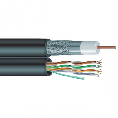 Vextra V6C5E Siamese RG6 Coaxial/CAT-5E Cable, 1,000ft