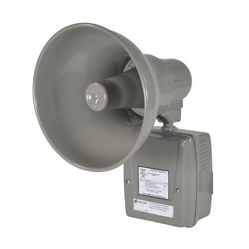 SigCom AM-120G Weatherproof Amplified Speaker, 120 VAC, Grey