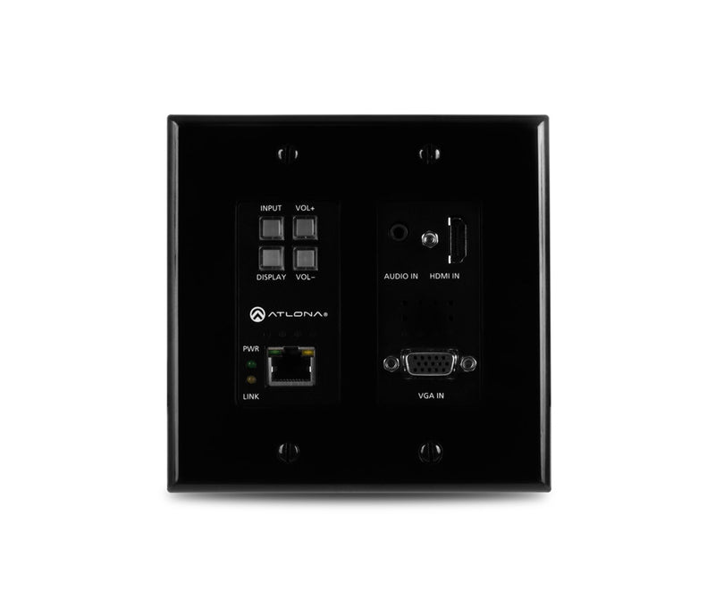 Atlona® AT-HDVS-200-TX-WP-BL Conferencing Wallplate Switcher for HDMI and VGA with Ethernet-Enabled HDBaseT Output - 2x1